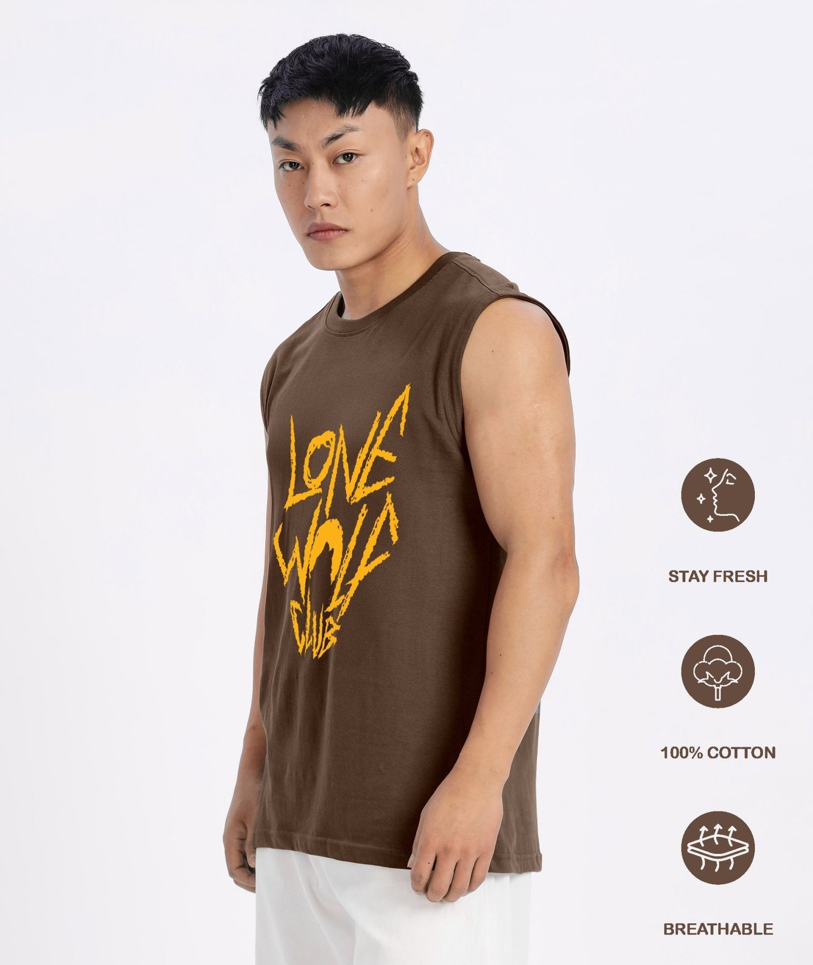 Brown Mens Relaxed Fit Tank