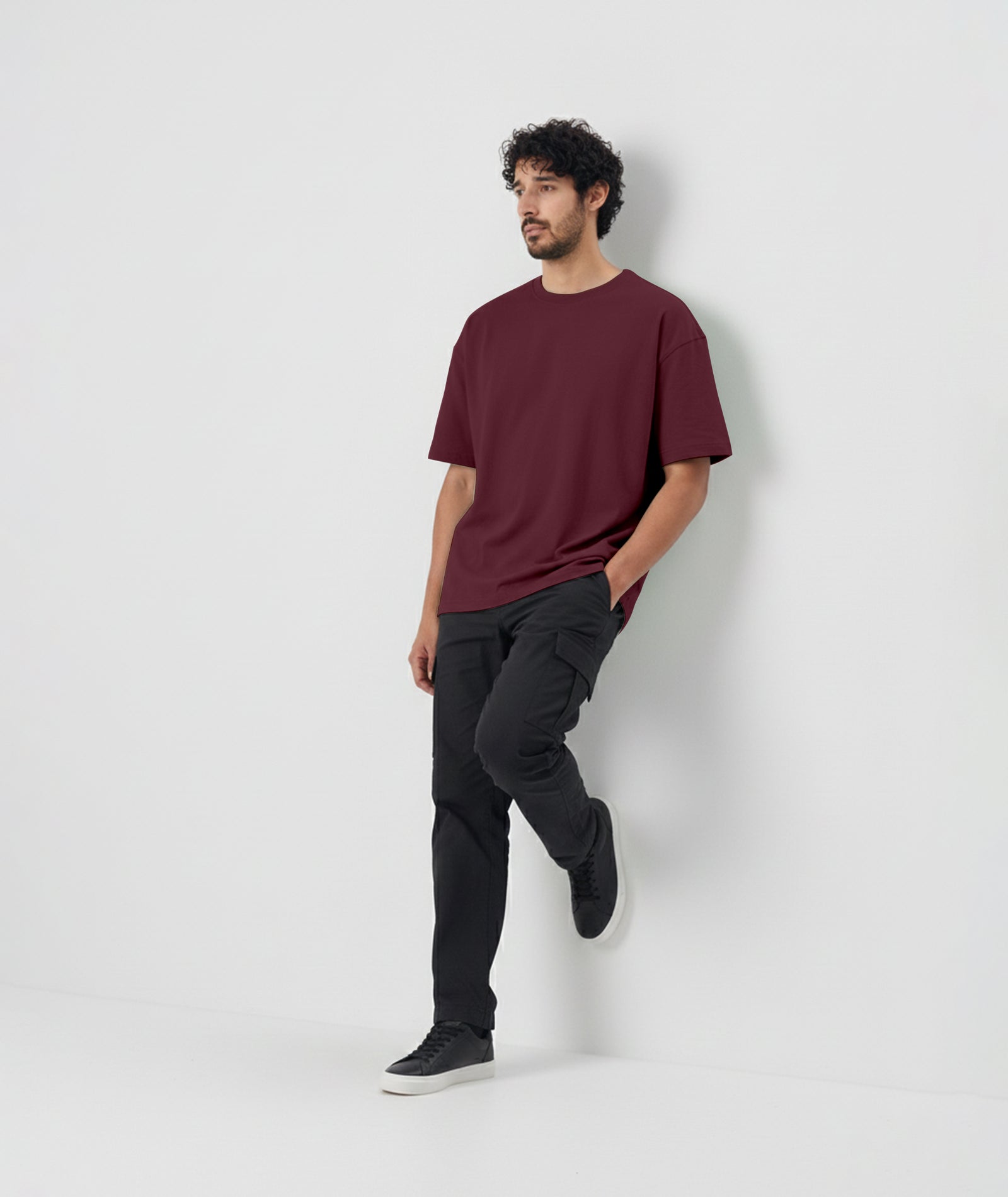 Men’s Solid Oversized T-Shirt | Maroon