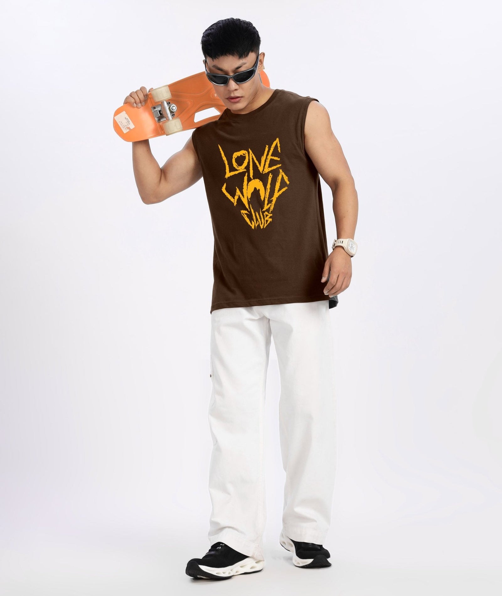 Brown Mens Relaxed Fit Tank