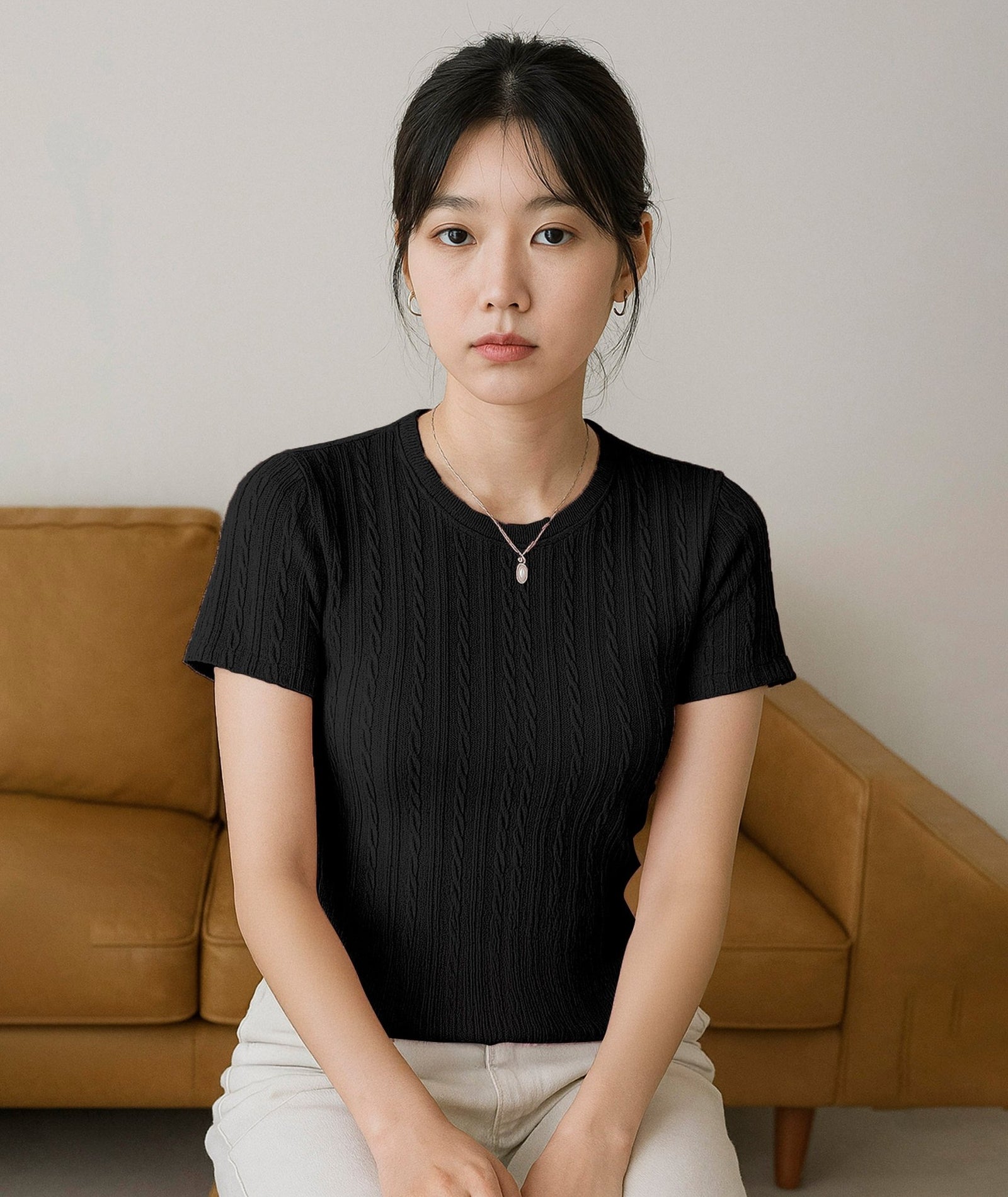 Womens Poly cotton Half Sleeve Solid T-Shirt