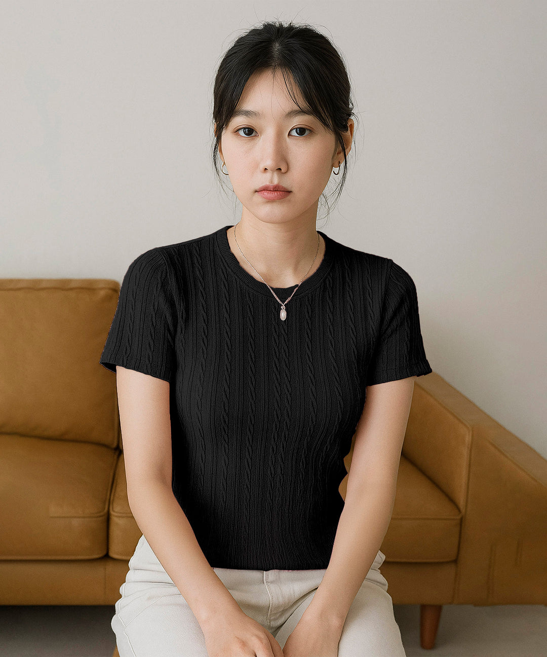 Womens Poly cotton Half Sleeve Solid T-Shirt