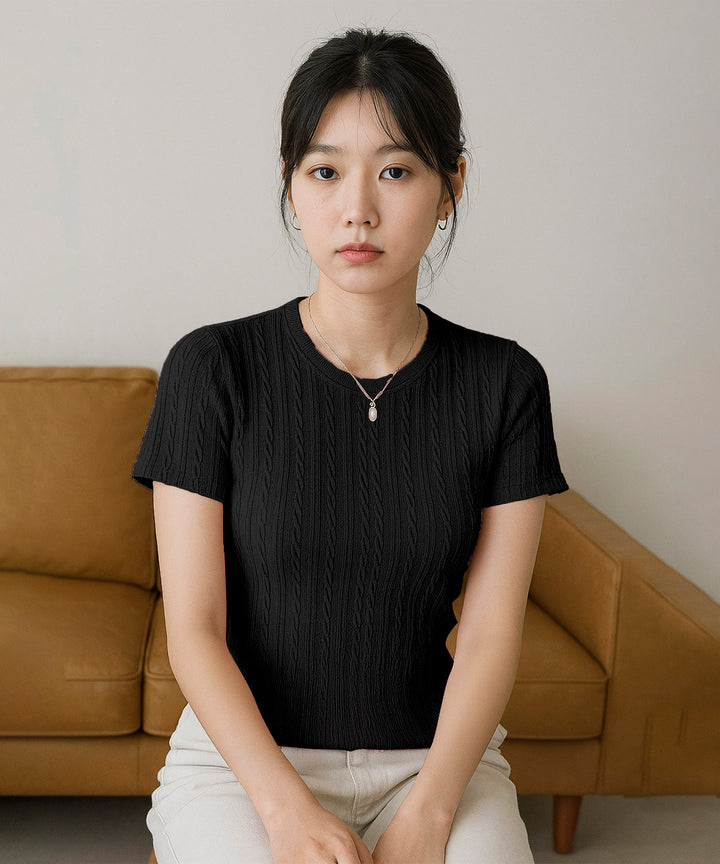 Womens Poly cotton Half Sleeve Solid T-Shirt