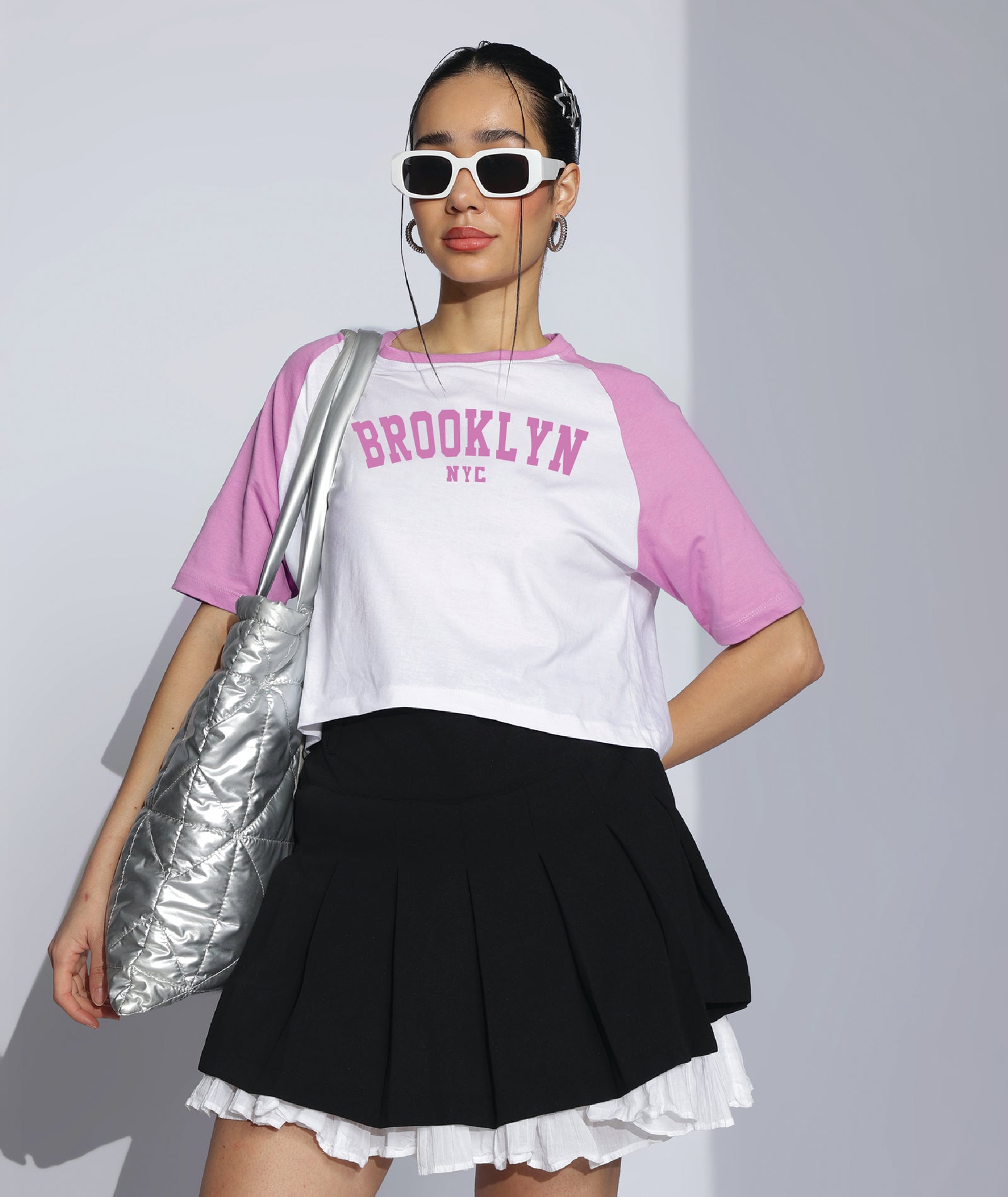 Womens Crop Top with Raglan Sleeve