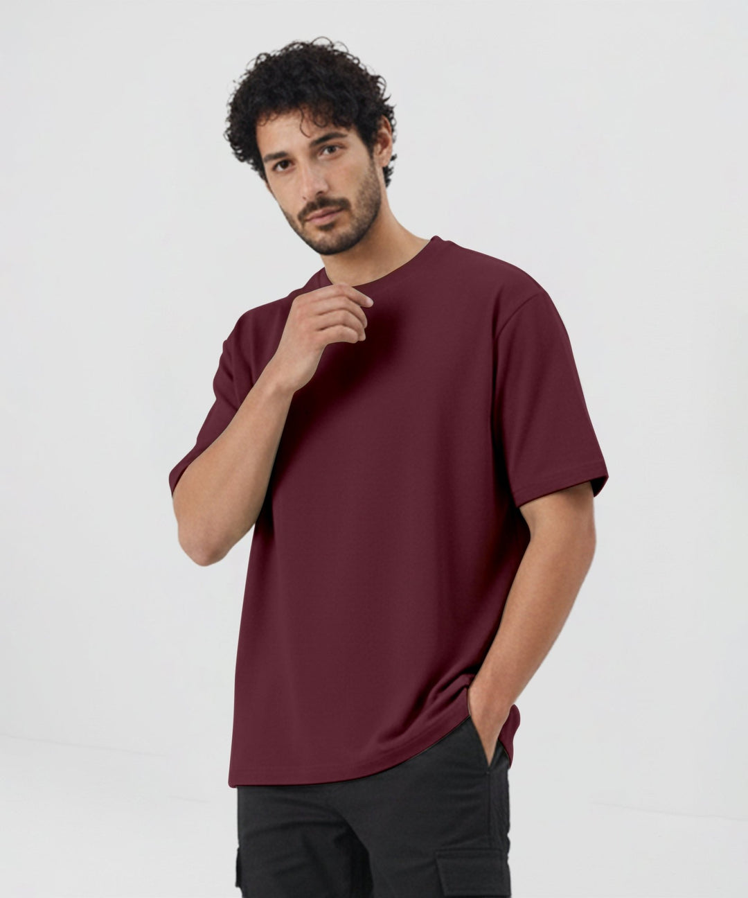 Men’s Solid Oversized T-Shirt | Maroon
