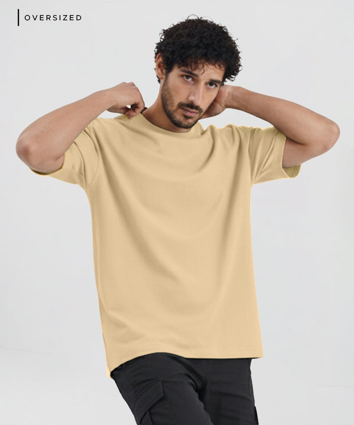 Men’s Solid Oversized T-Shirt | Cream