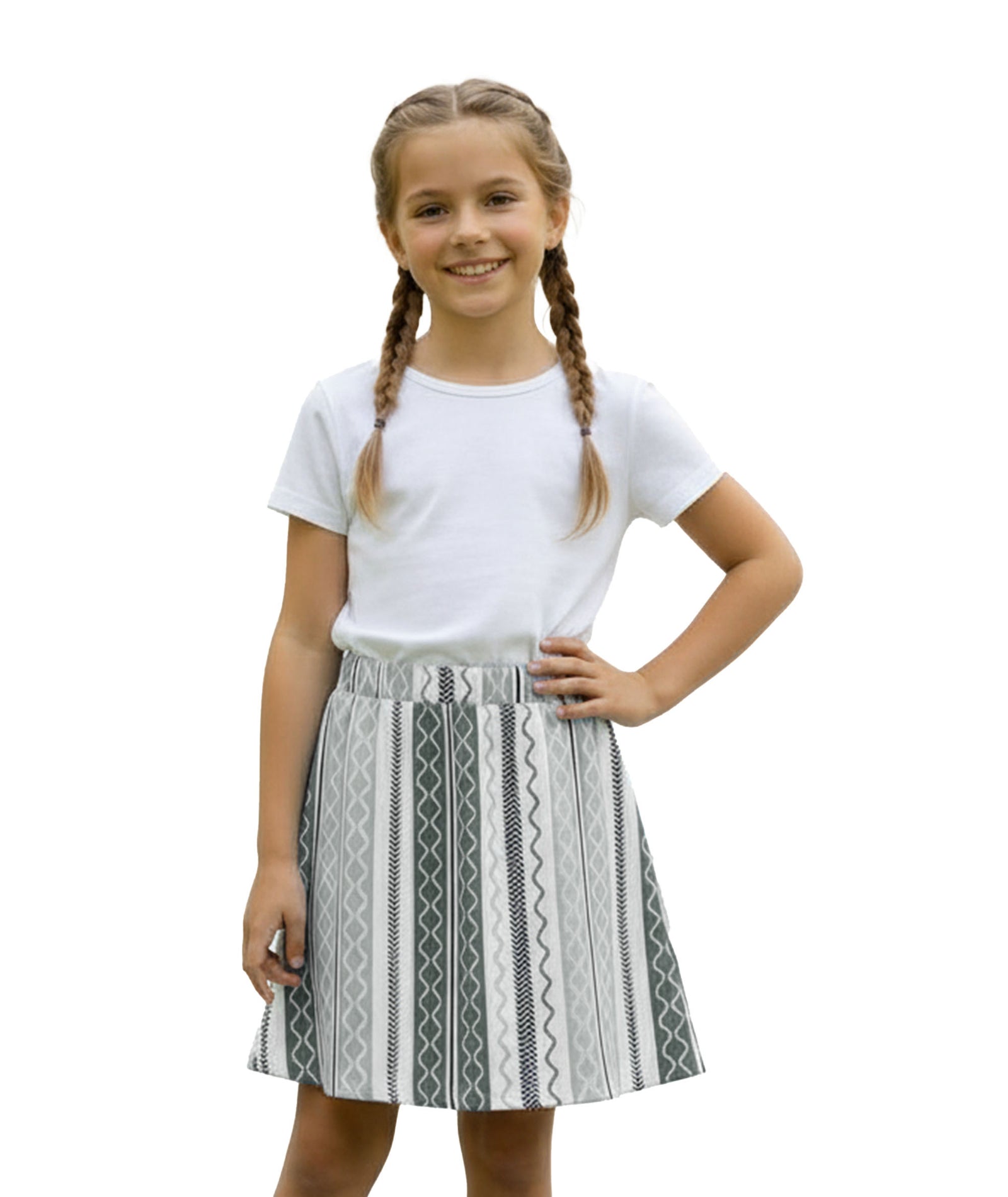 Girls Printed Skirt with Inner Shorts | Stretch Waist | Black