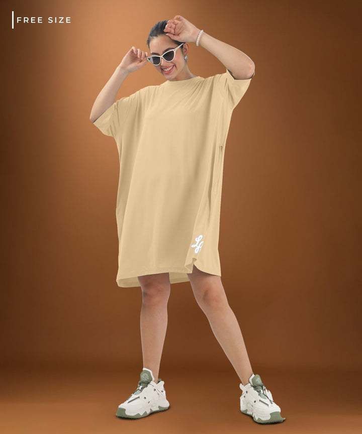 Womens Oversized Drop Shoulder T-Shirt with Side Pockets