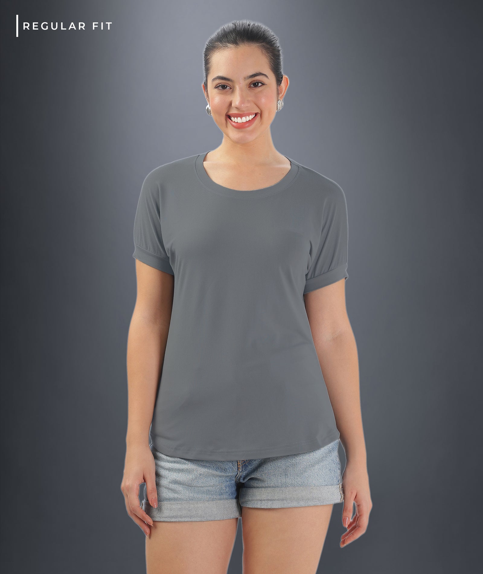 Womens Regular Fit Grey Tshirt