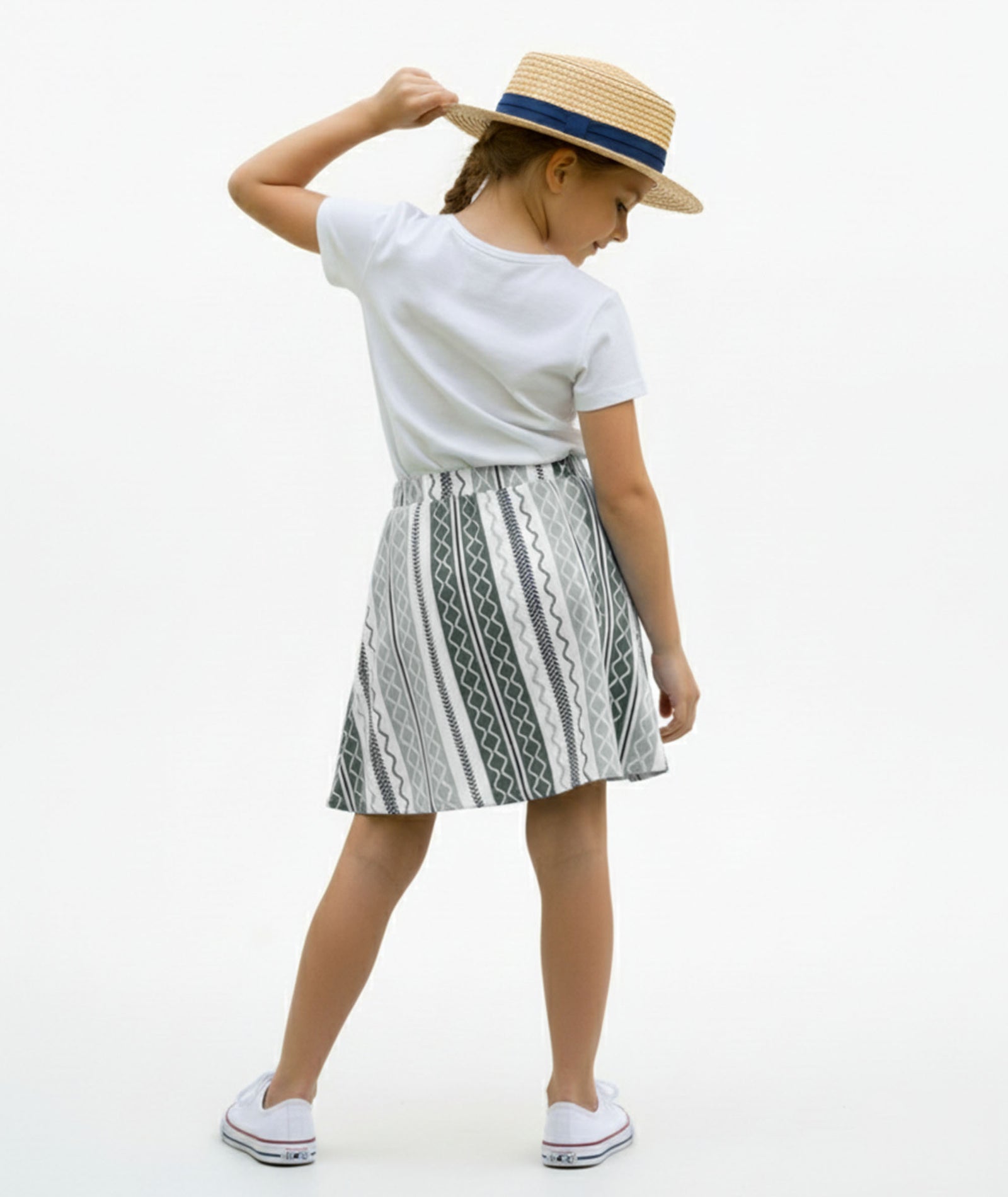 Girls Printed Skirt with Inner Shorts | Stretch Waist | Black