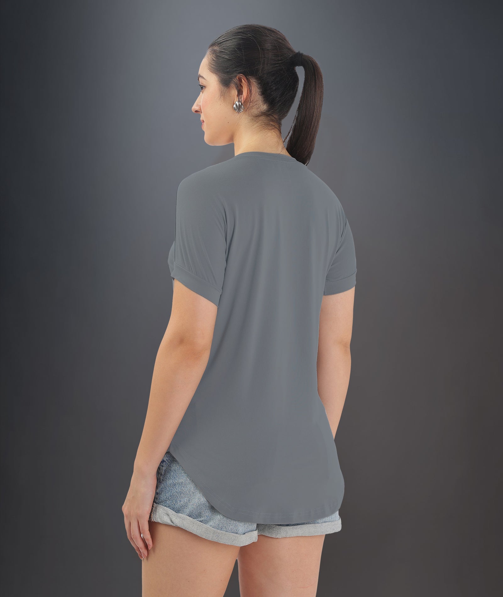 Womens Regular Fit Grey Tshirt
