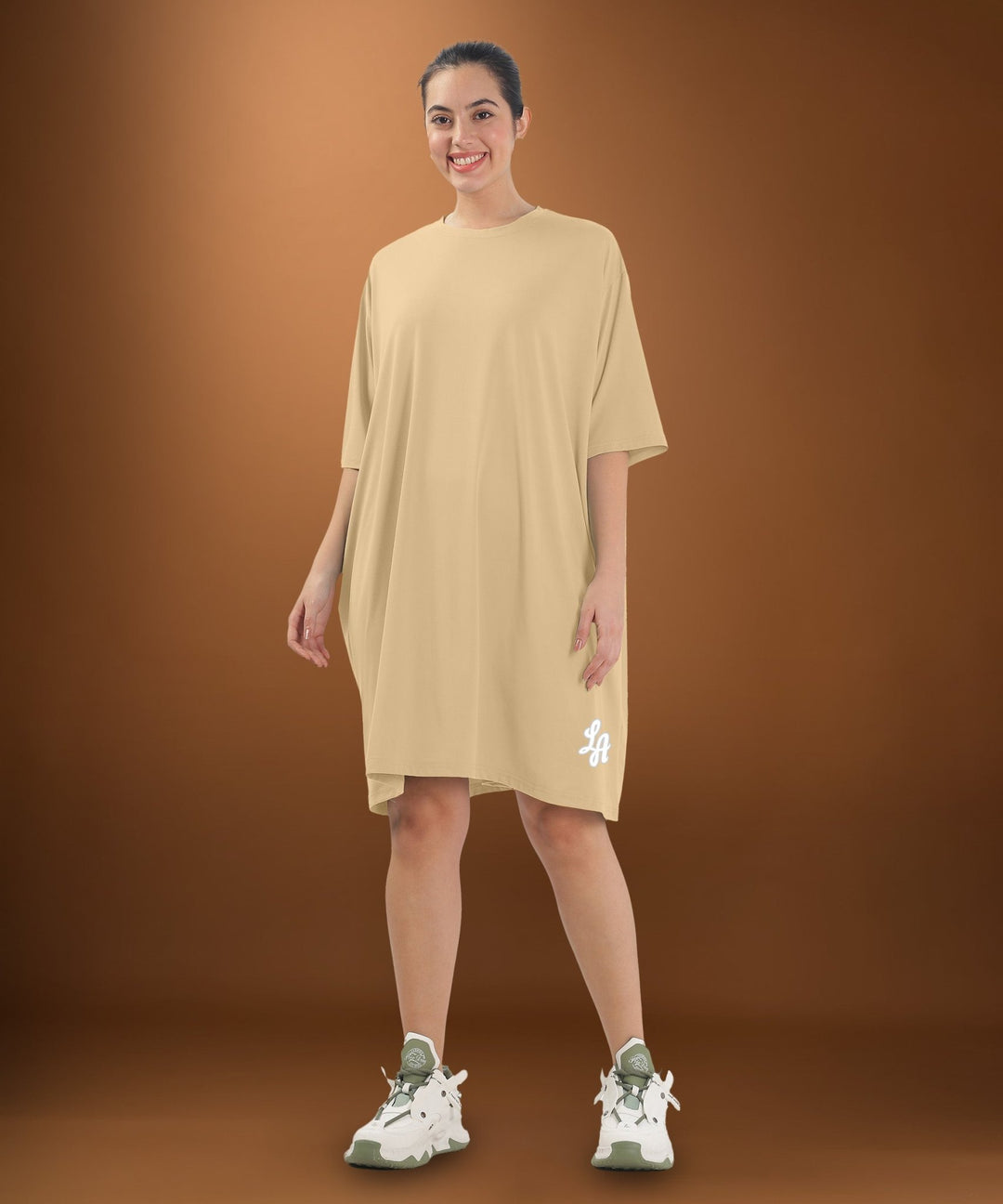 Womens Oversized Drop Shoulder T-Shirt with Side Pockets
