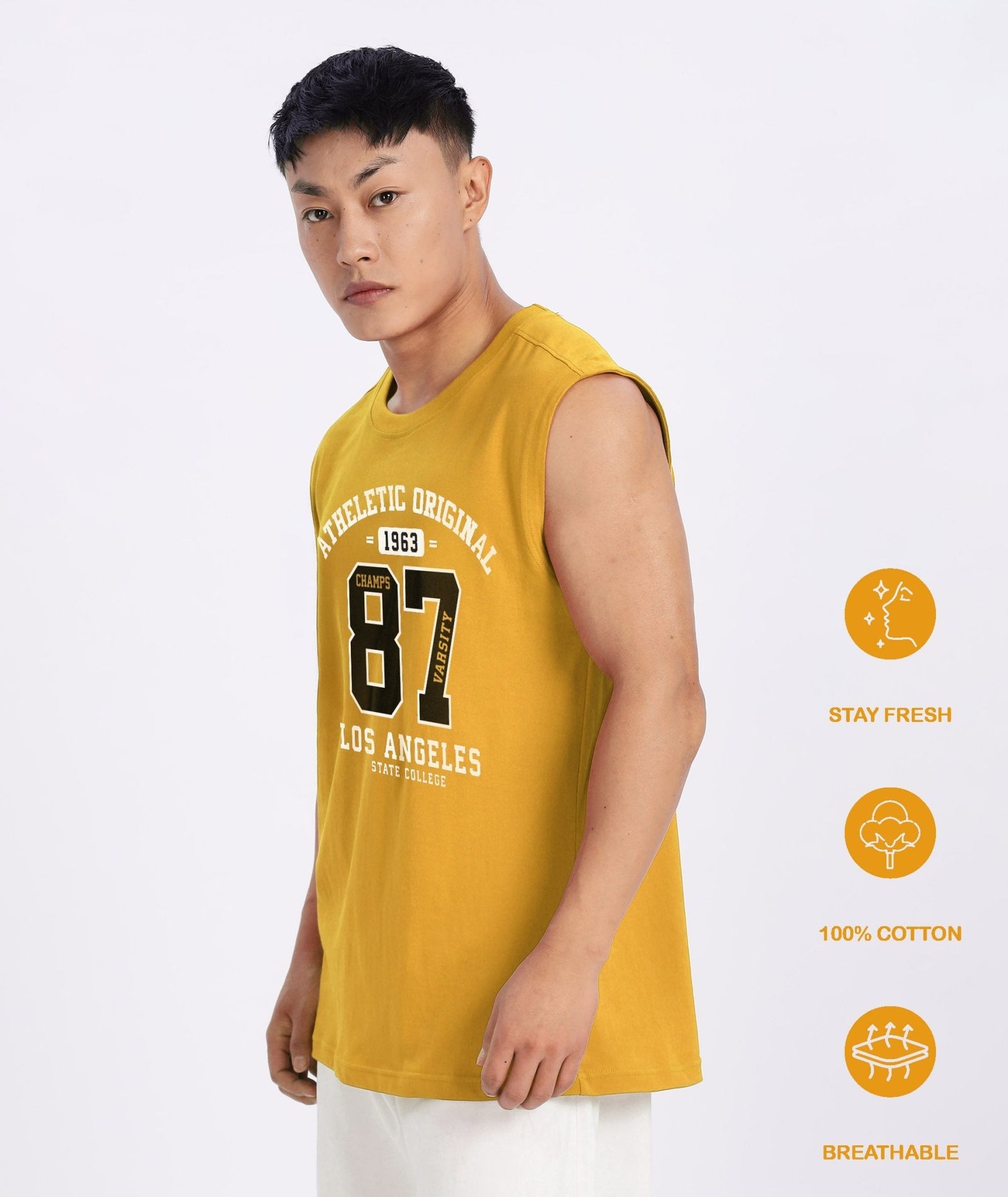 Yellow Mens Relaxed Fit Tank