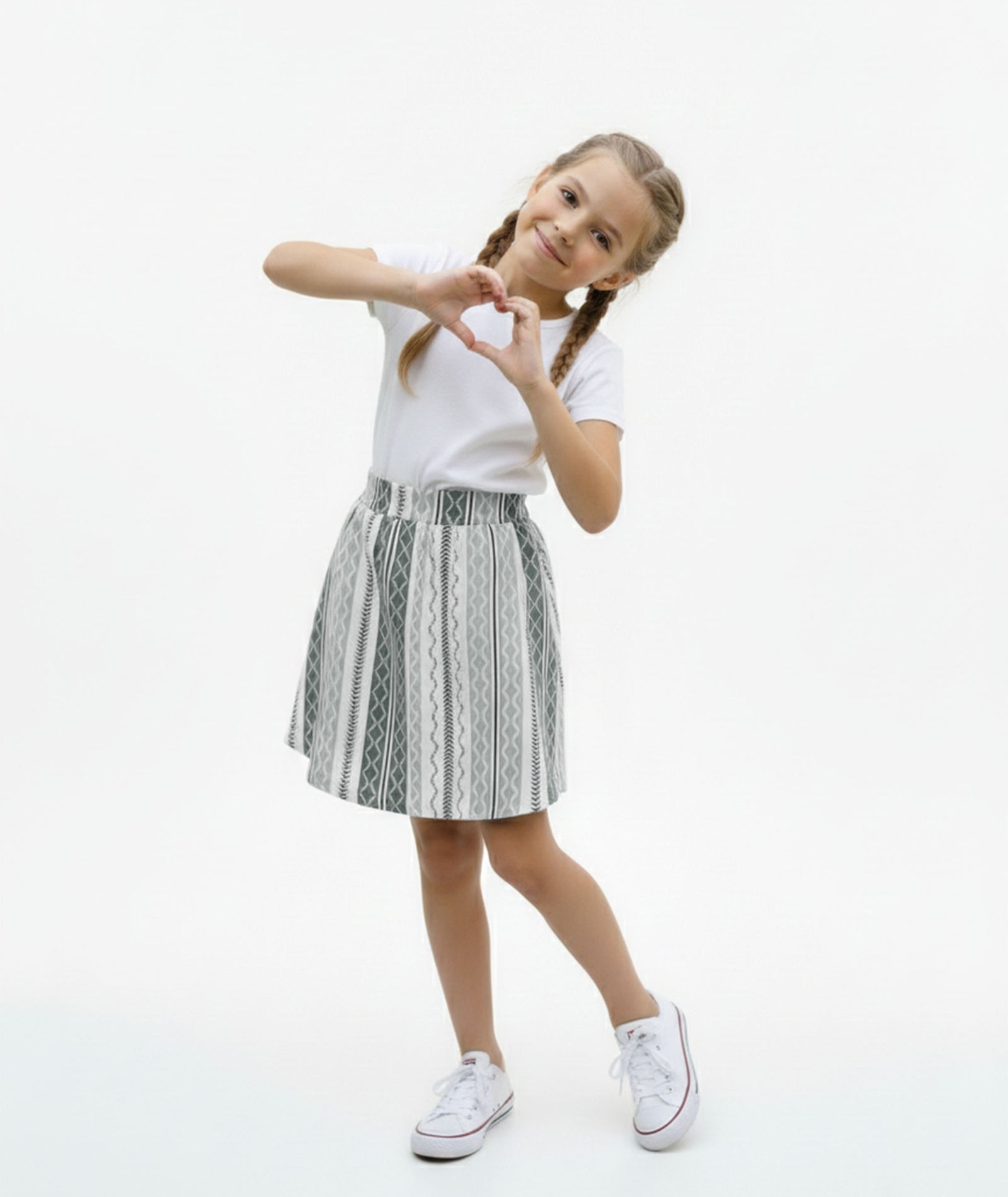 Girls Printed Skirt with Inner Shorts | Stretch Waist | Black