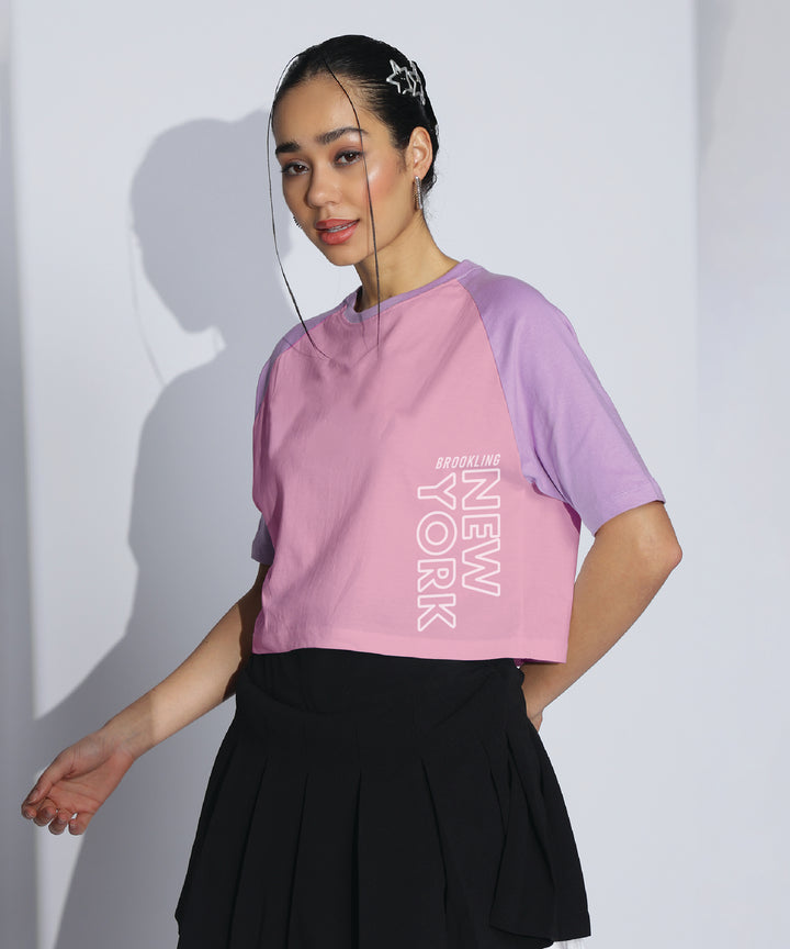 Womens Crop Top with Raglan Sleeve