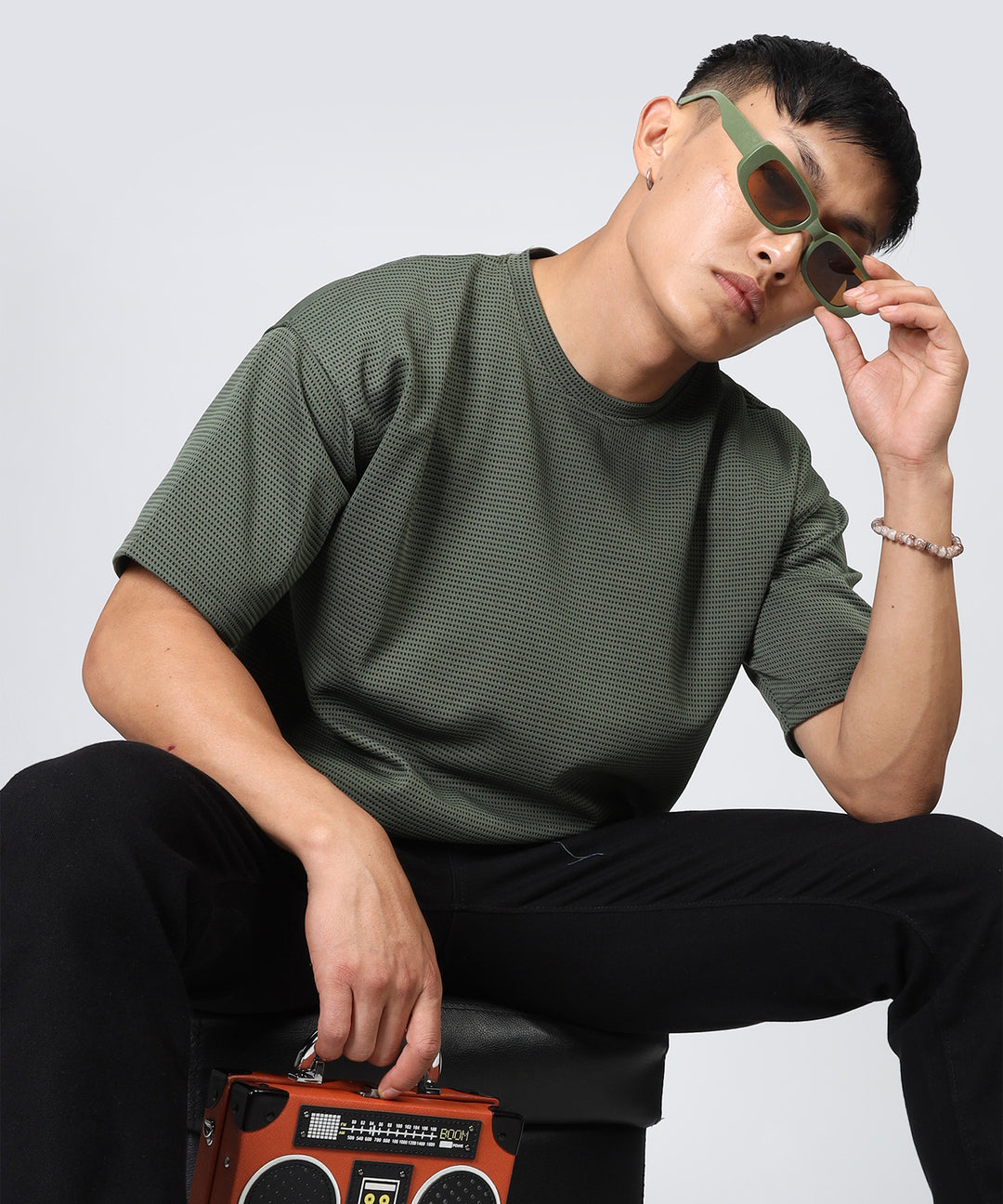Men's Oversized Olive Green T-Shirt