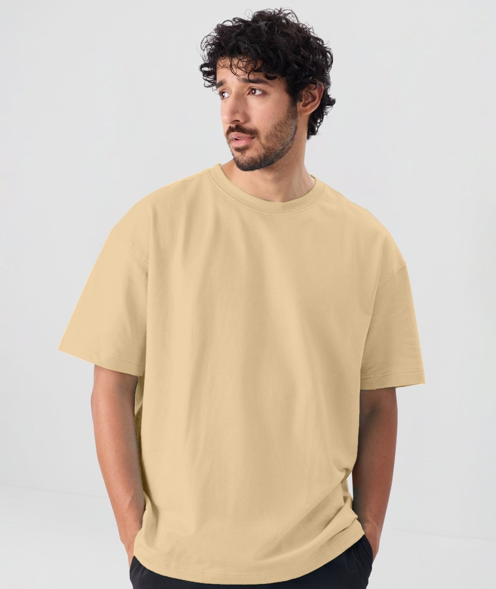 Men’s Solid Oversized T-Shirt | Cream