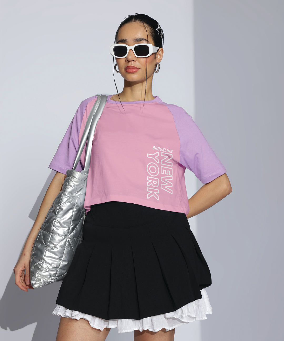 Womens Crop Top with Raglan Sleeve