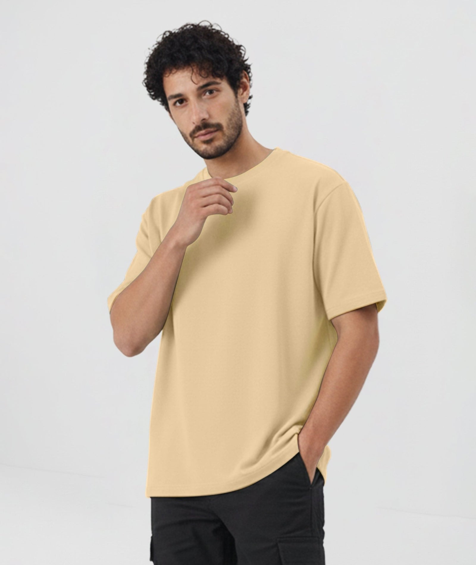 Men’s Solid Oversized T-Shirt | Cream