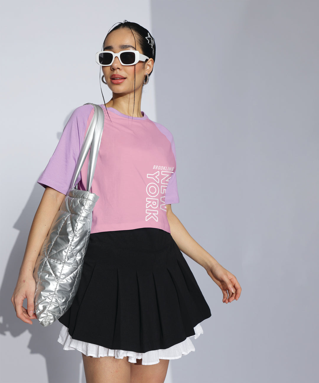 Womens Crop Top with Raglan Sleeve