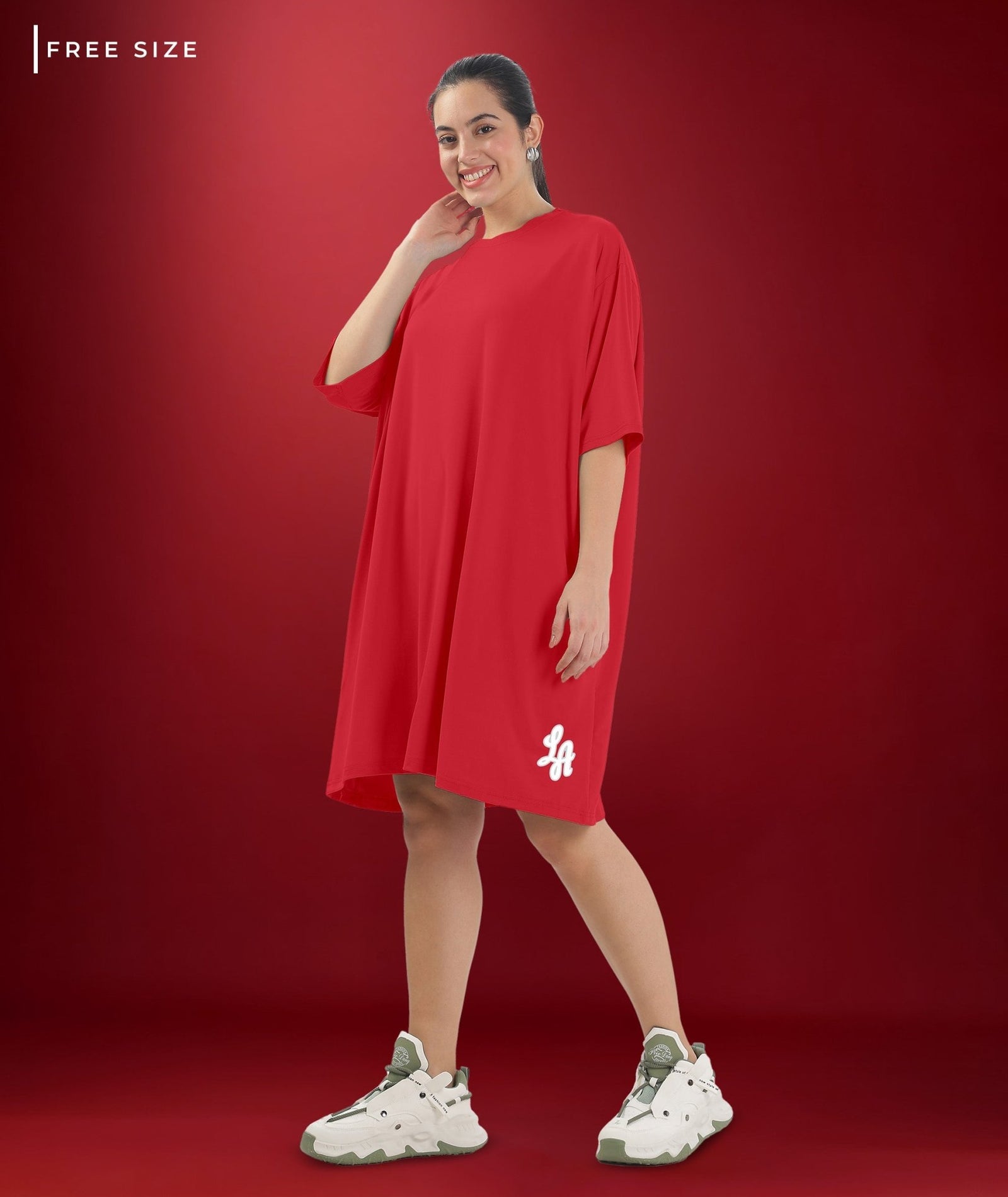 Womens Oversized Drop Shoulder T-Shirt with Side Pockets