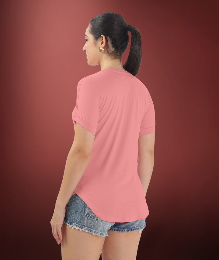 Womens Regular Fit Peach Tshirt