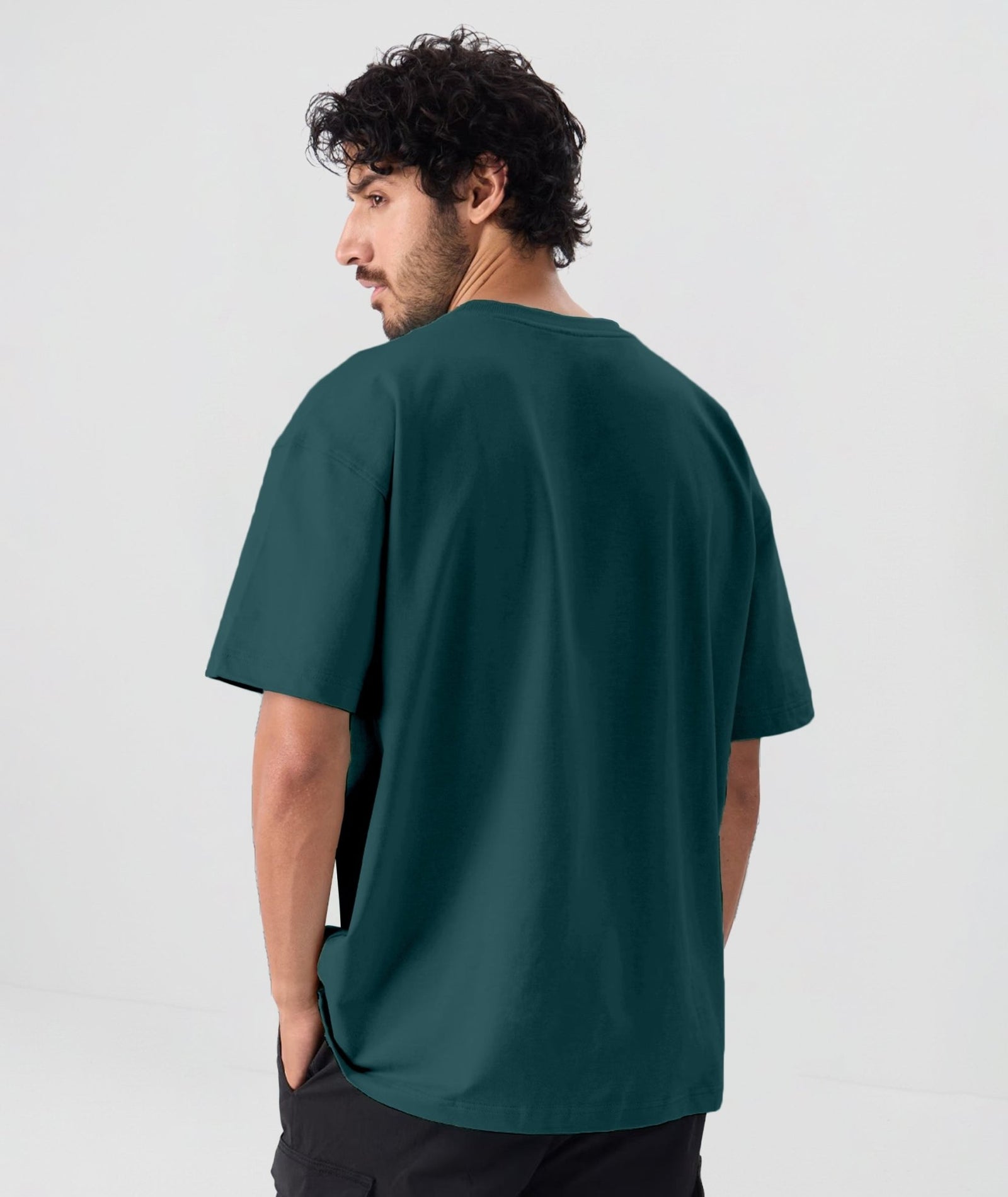 Men’s Solid Oversized T-Shirt | Bottle Green