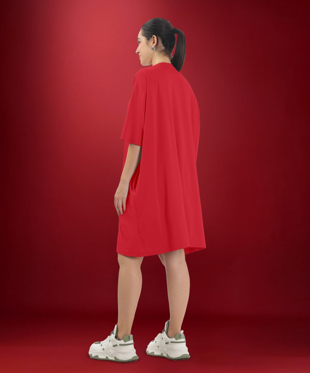 Womens Oversized Drop Shoulder T-Shirt with Side Pockets