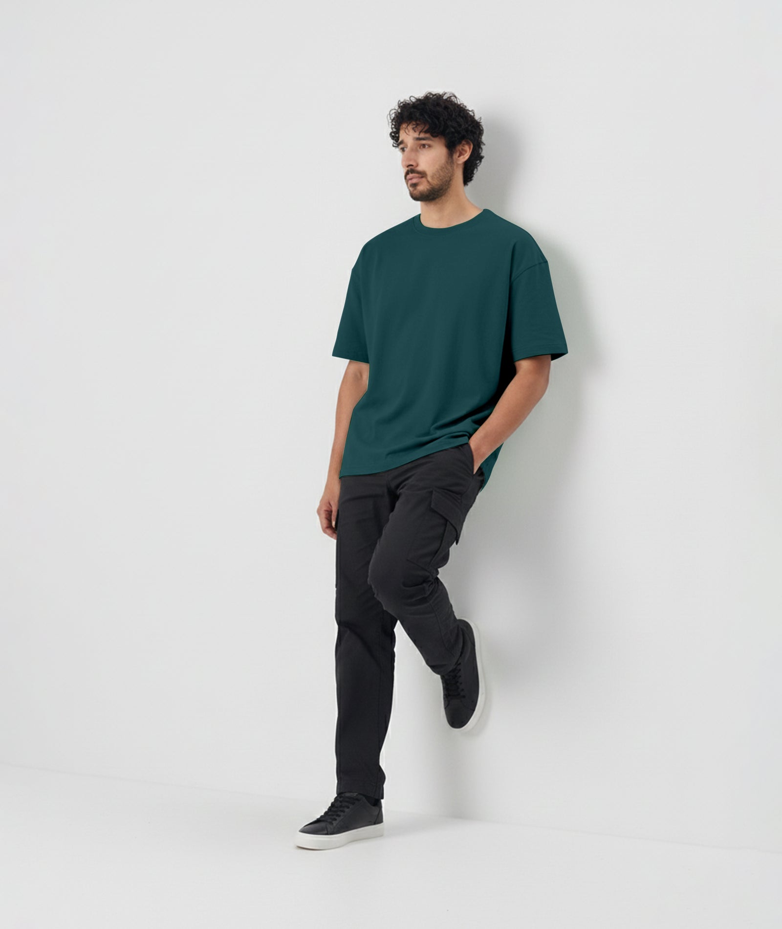 Men’s Solid Oversized T-Shirt | Bottle Green