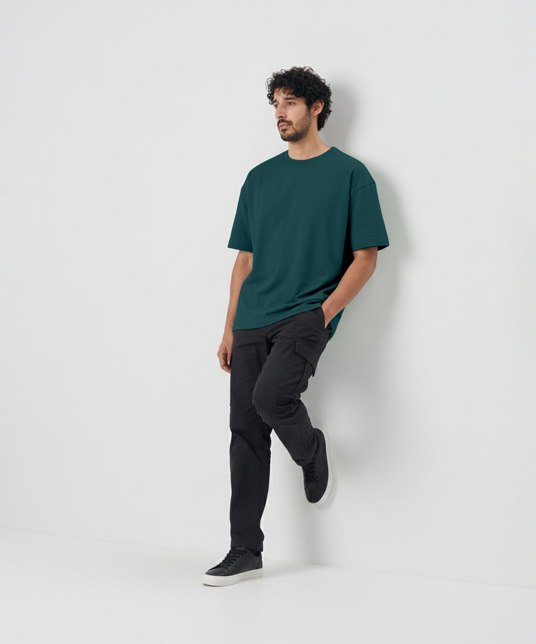 Men’s Solid Oversized T-Shirt | Bottle Green