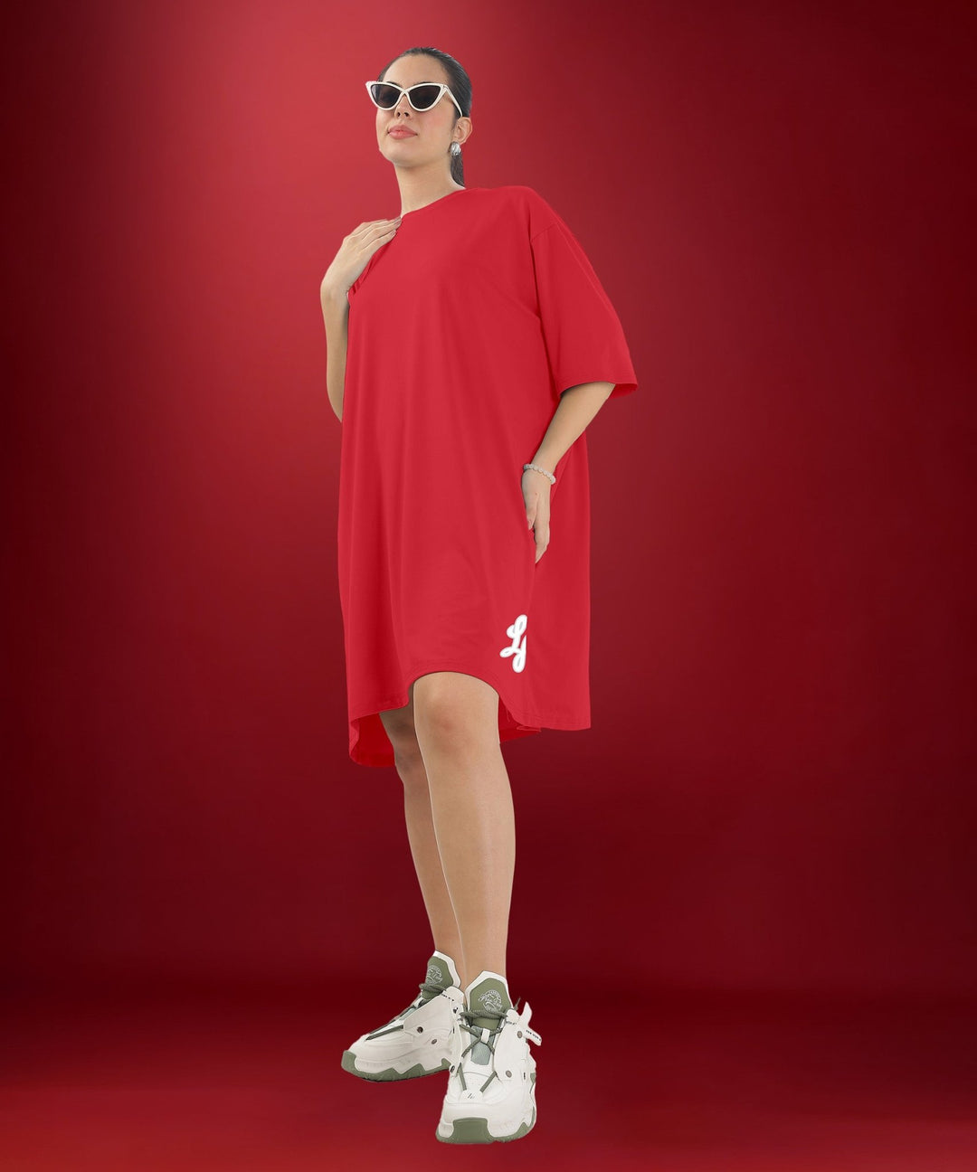 Womens Oversized Drop Shoulder T-Shirt with Side Pockets