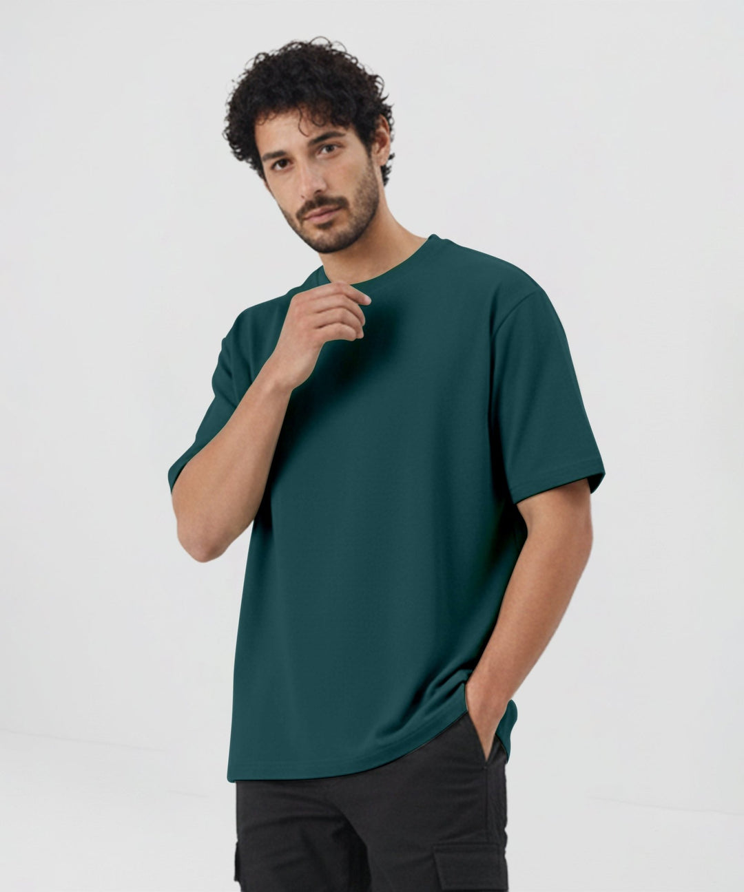Men’s Solid Oversized T-Shirt | Bottle Green