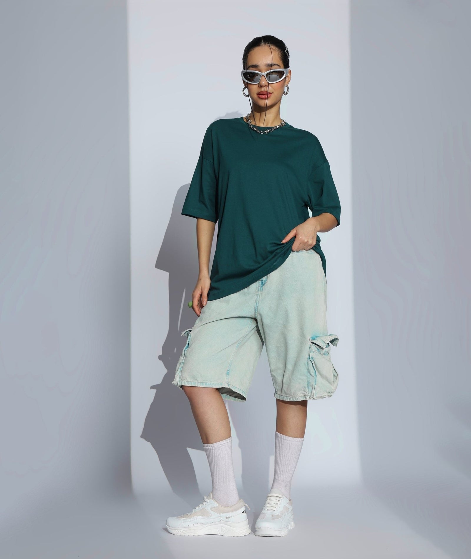 Womens Super Oversized Tshirt | Bottle Green