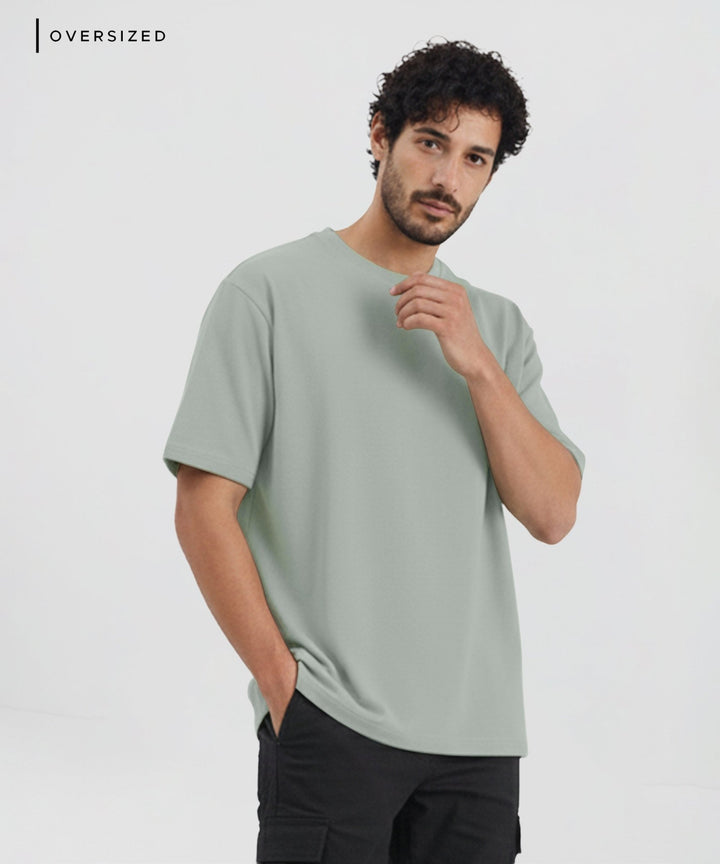 Men’s Solid Oversized T-Shirt | Light Grey