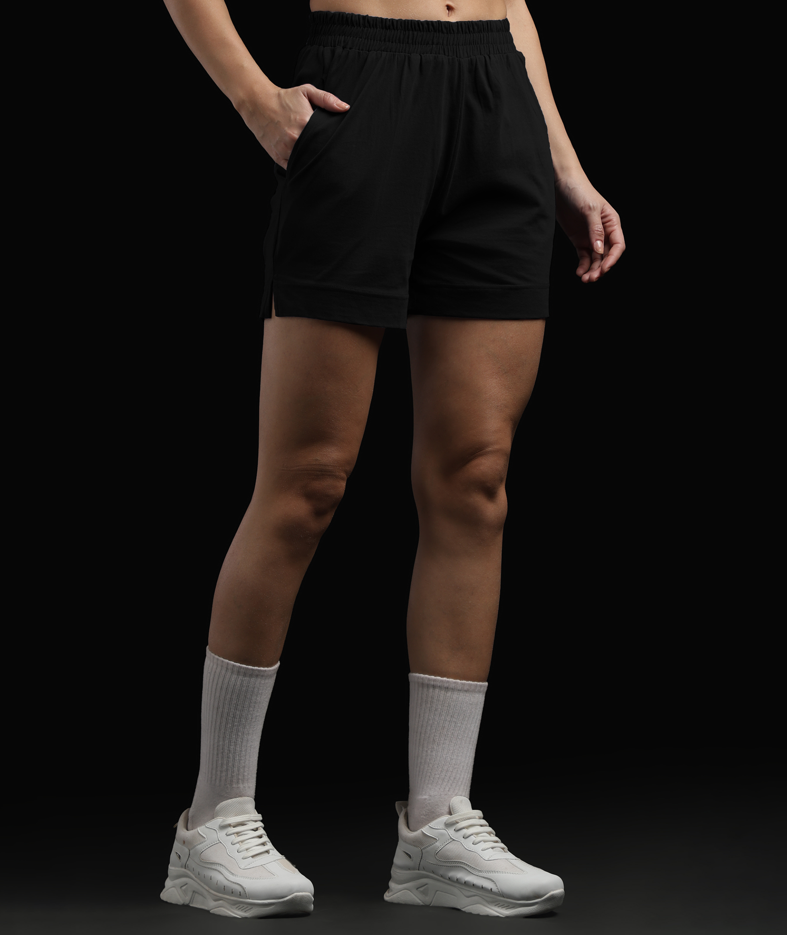 Womens Cotton Printed Lounge Shorts | Black
