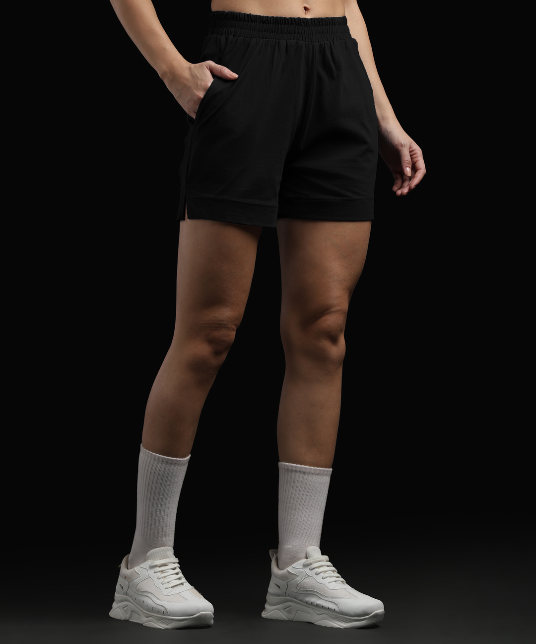 Womens Cotton Printed Lounge Shorts | Black