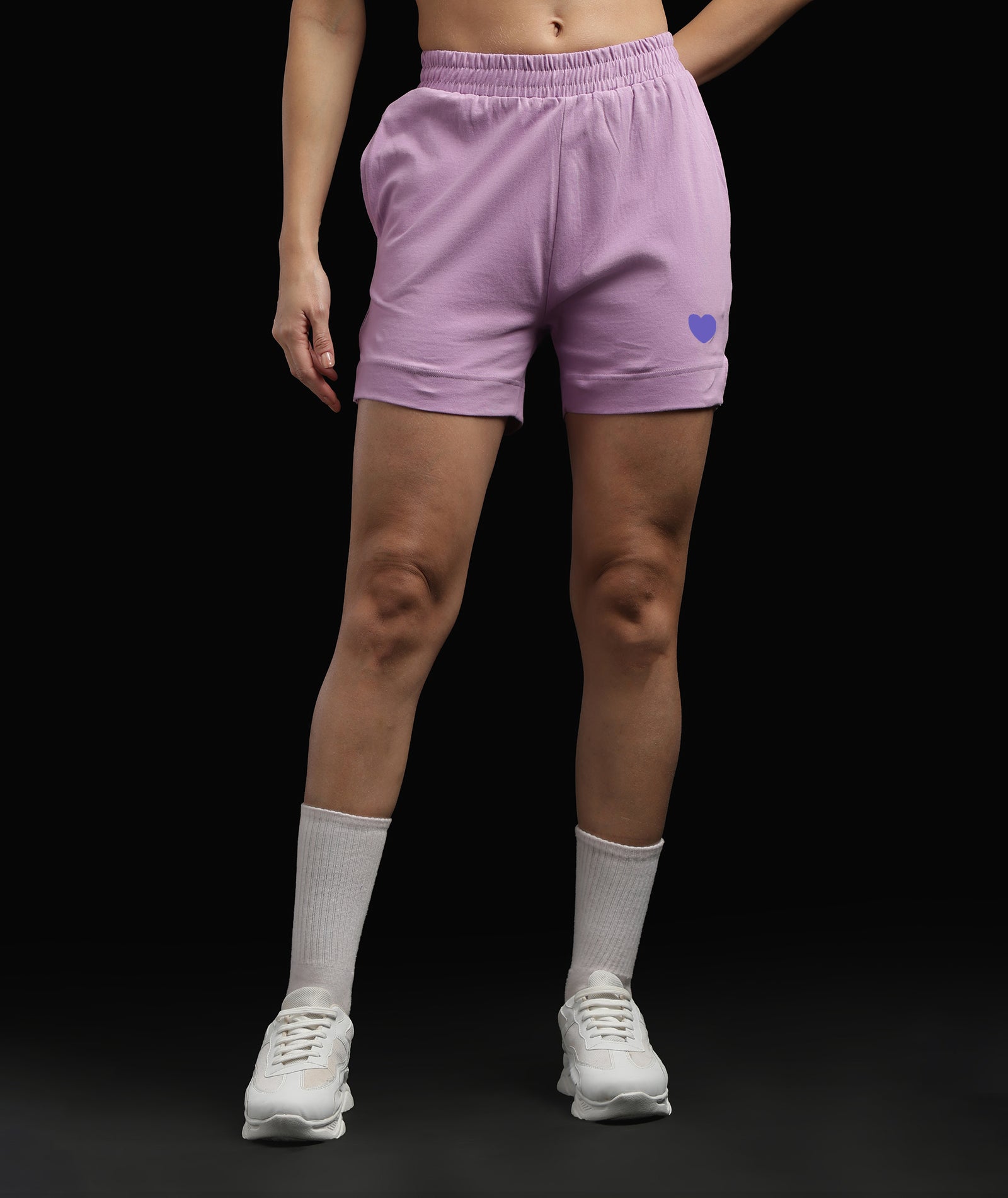 Womens Cotton Printed Lounge Shorts | Lavender