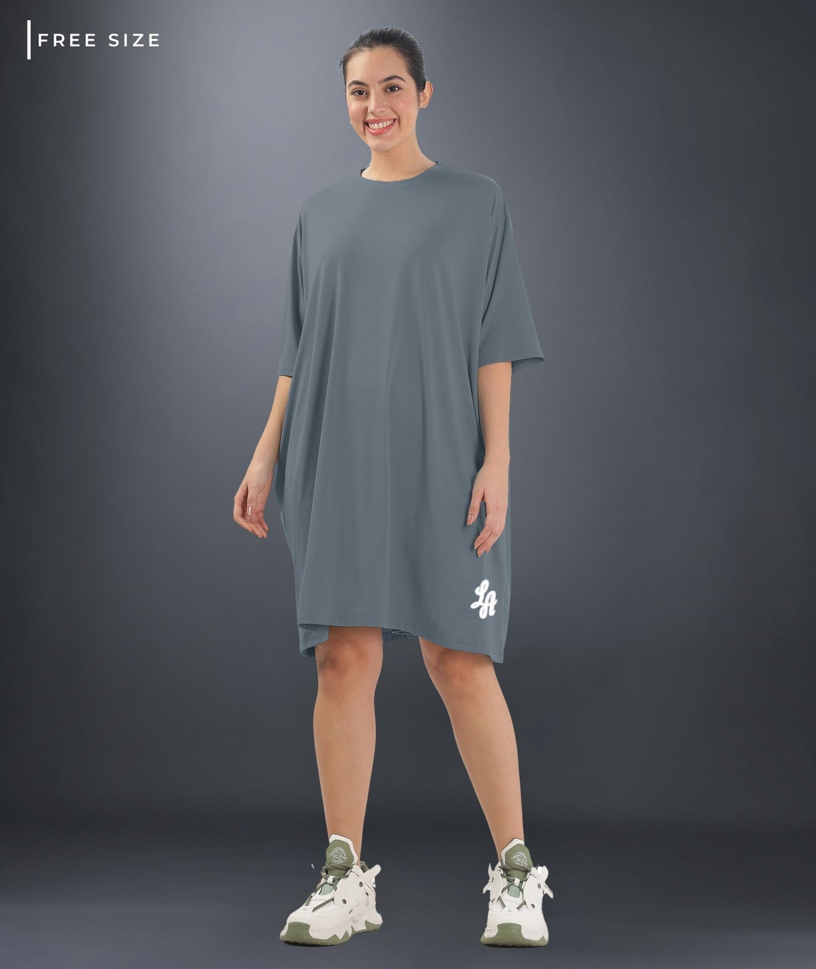 Womens Oversized Drop Shoulder T-Shirt with Side Pockets