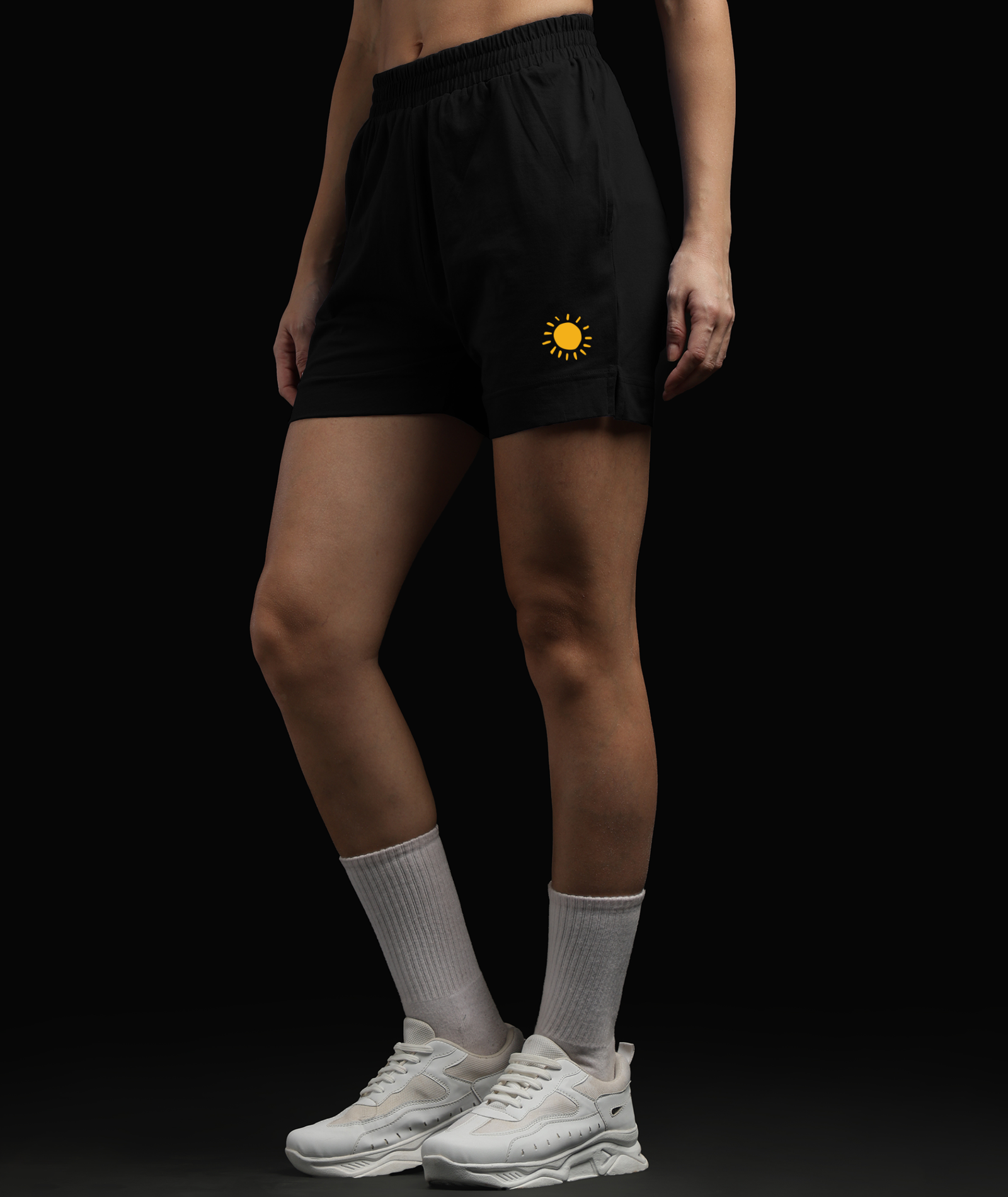 Womens Cotton Printed Lounge Shorts | Black