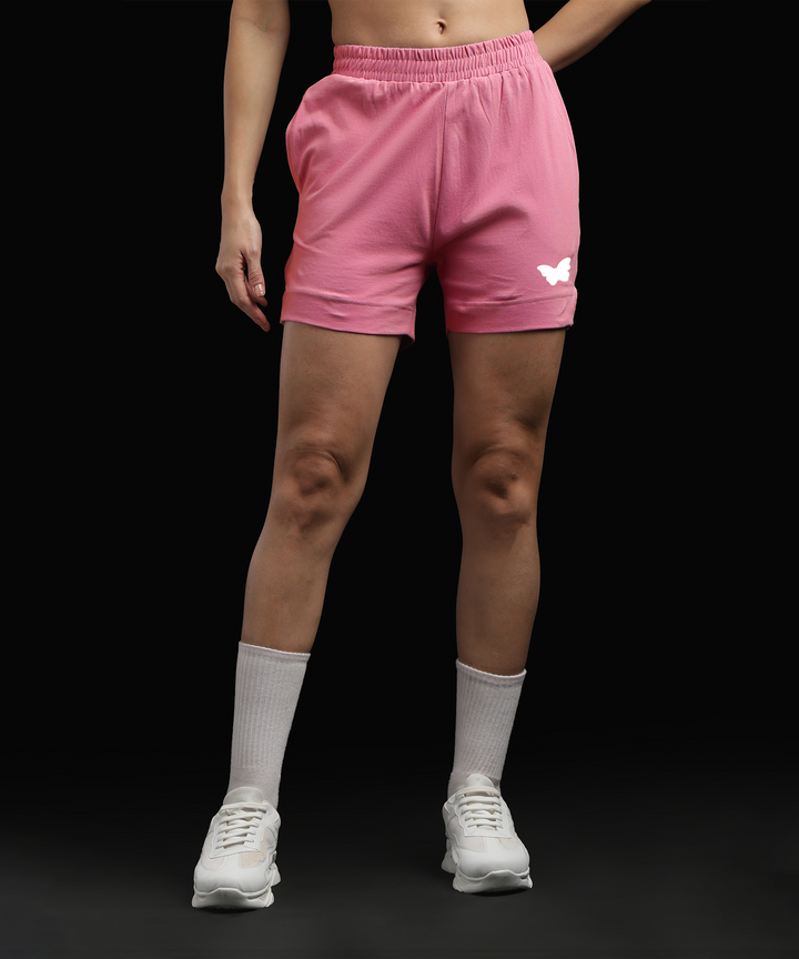 Womens Cotton Printed Lounge Shorts | LT.Pink