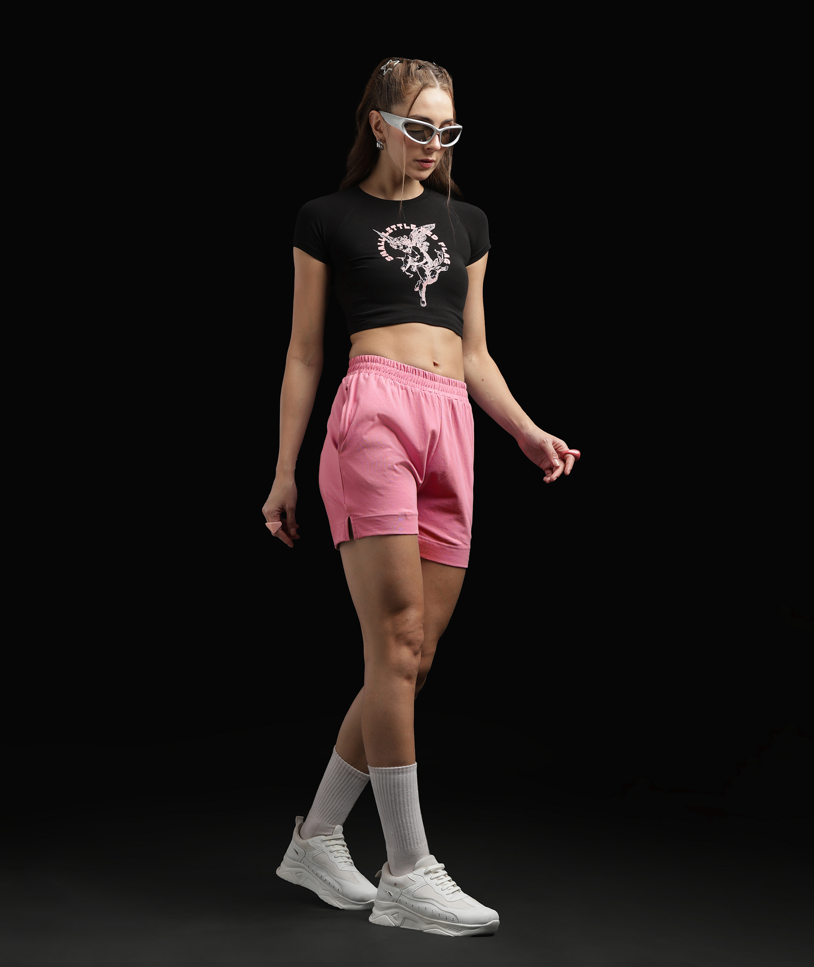 Womens Cotton Printed Lounge Shorts | LT.Pink