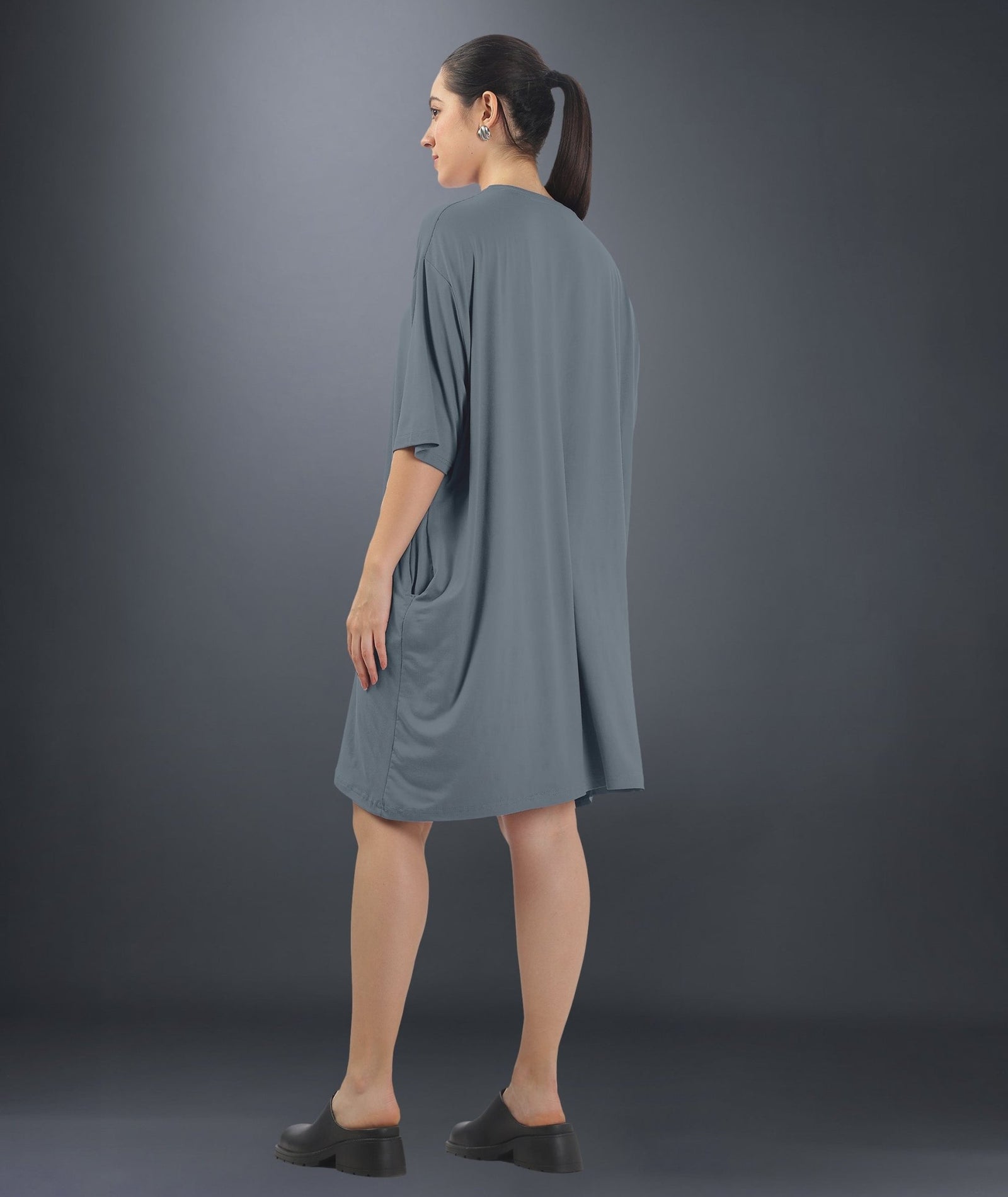 Womens Oversized Drop Shoulder T-Shirt with Side Pockets