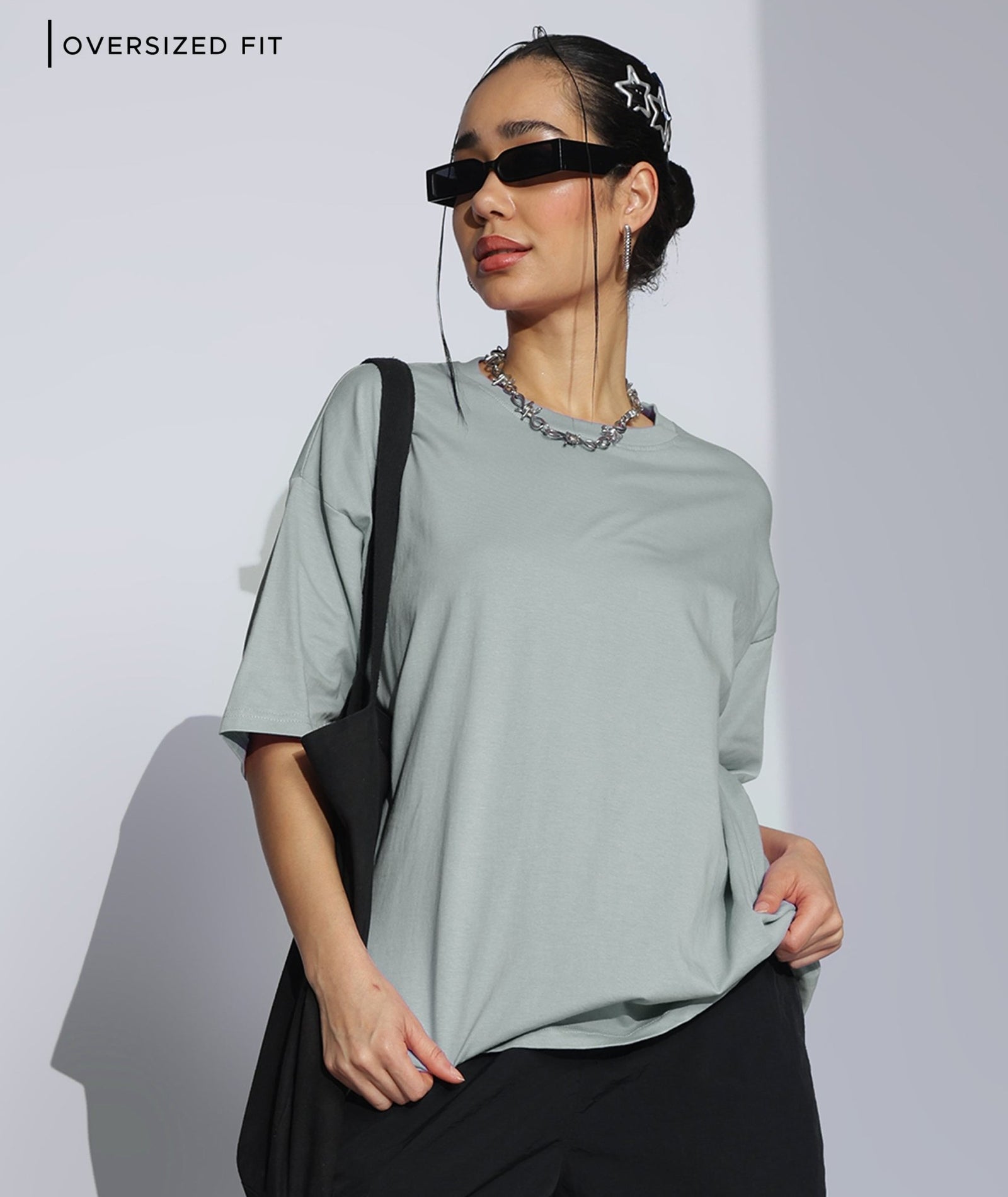 Womens Super Oversized Tshirt | Light Grey
