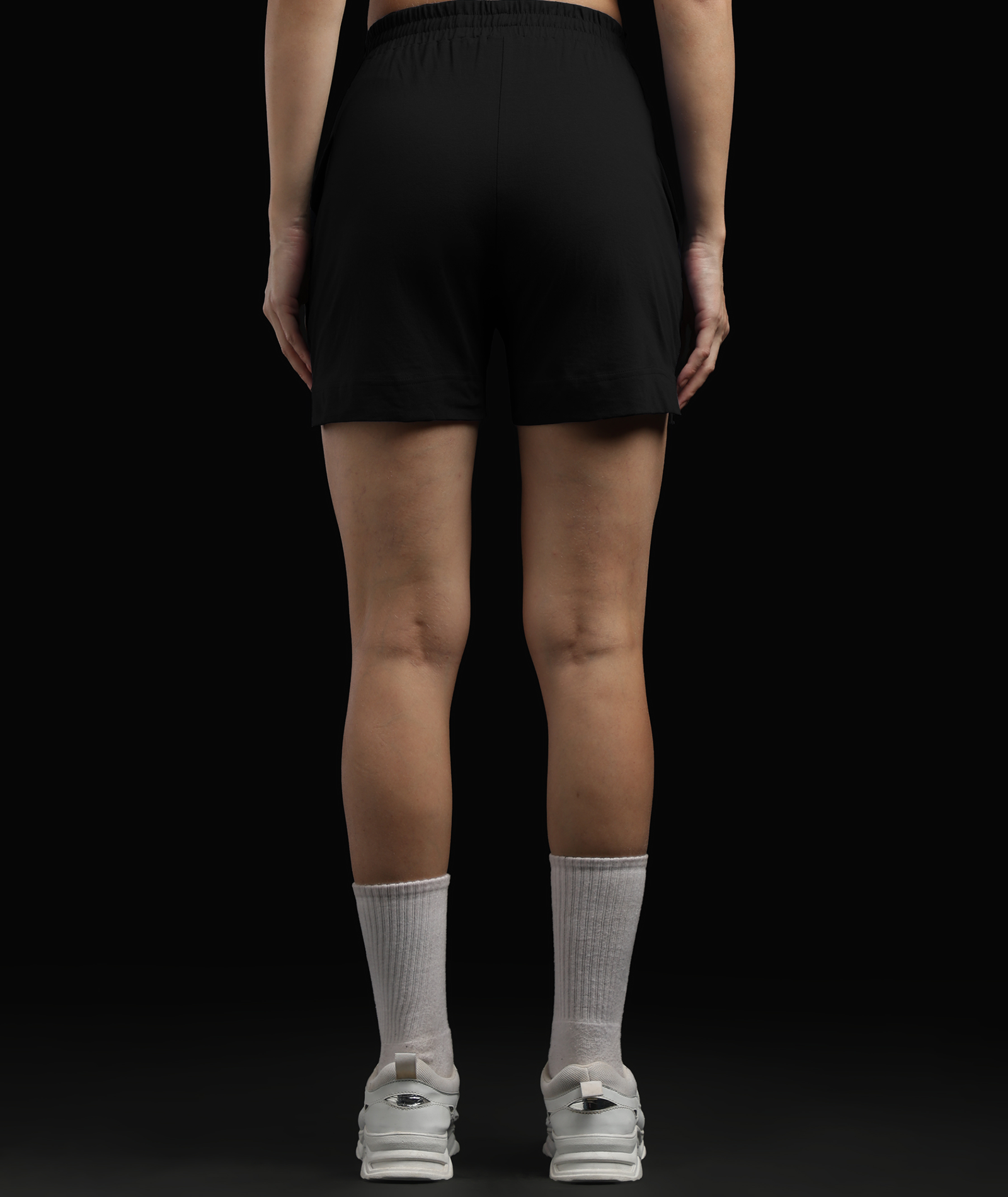 Womens Cotton Printed Lounge Shorts | Black