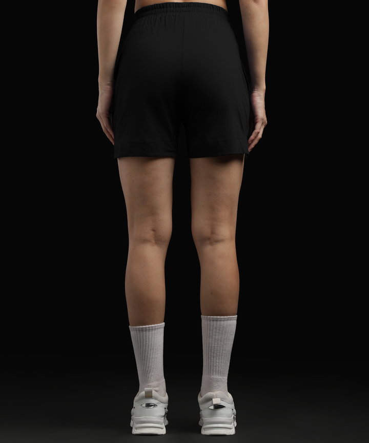Womens Cotton Printed Lounge Shorts | Black