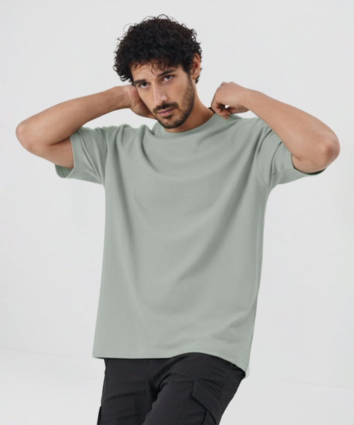 Men’s Solid Oversized T-Shirt | Light Grey