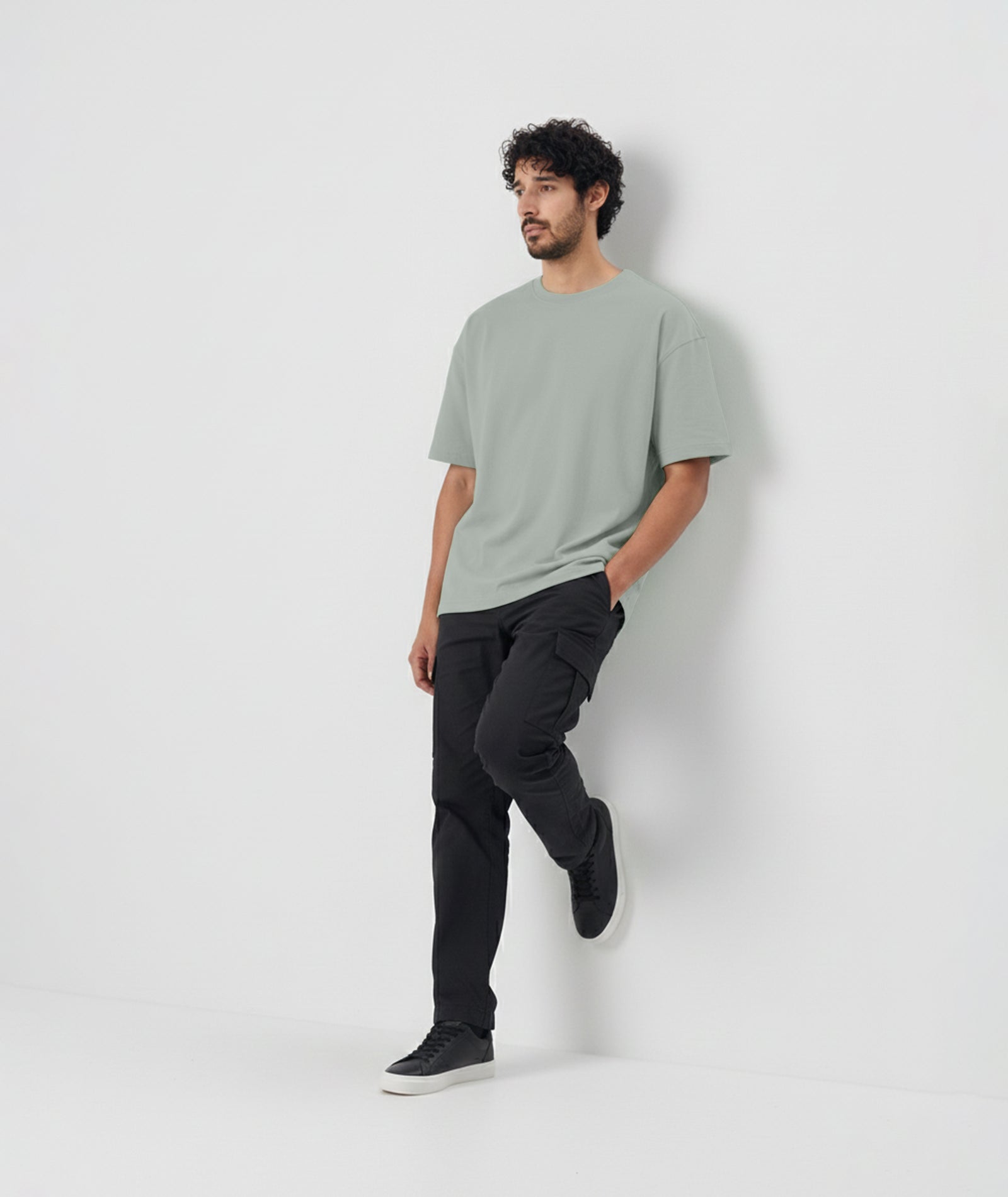 Men’s Solid Oversized T-Shirt | Light Grey