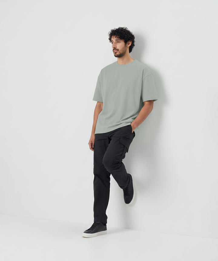 Men’s Solid Oversized T-Shirt | Light Grey