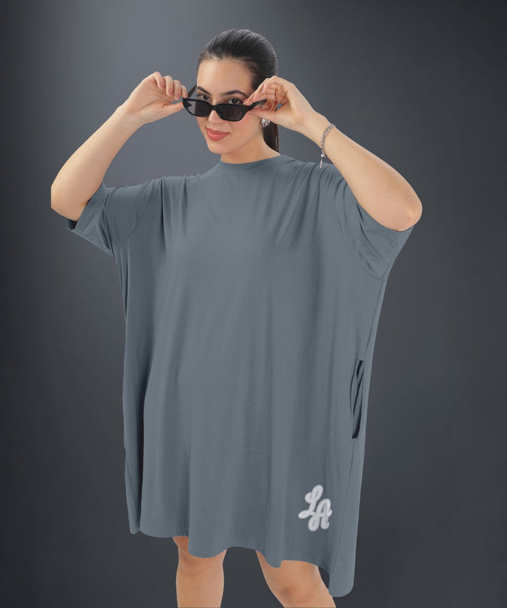 Womens Oversized Drop Shoulder T-Shirt with Side Pockets