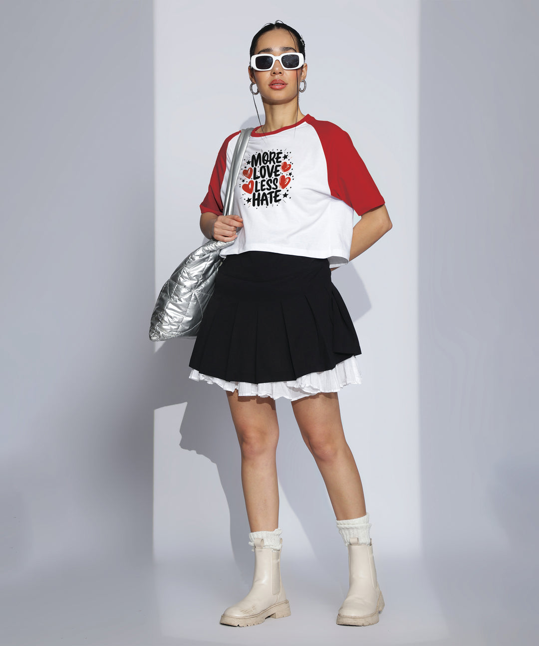 Womens Crop Top with Raglan Sleeve