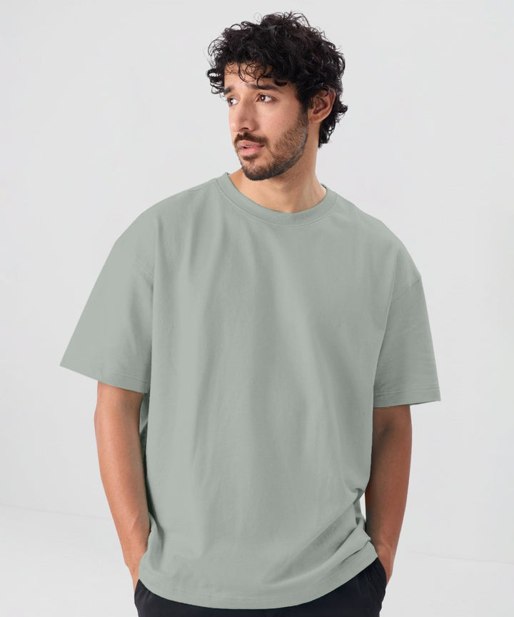 Men’s Solid Oversized T-Shirt | Light Grey